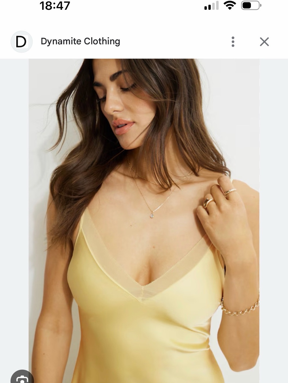 Dynamite Yellow Satin V-Neck Camisole